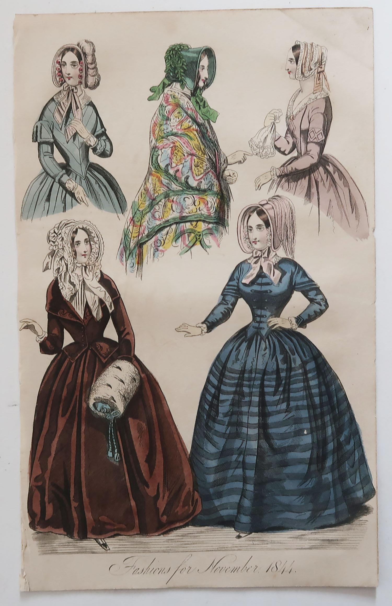 Set of 12 Original Antique Fashion Prints, circa 1840 In Good Condition In St Annes, Lancashire