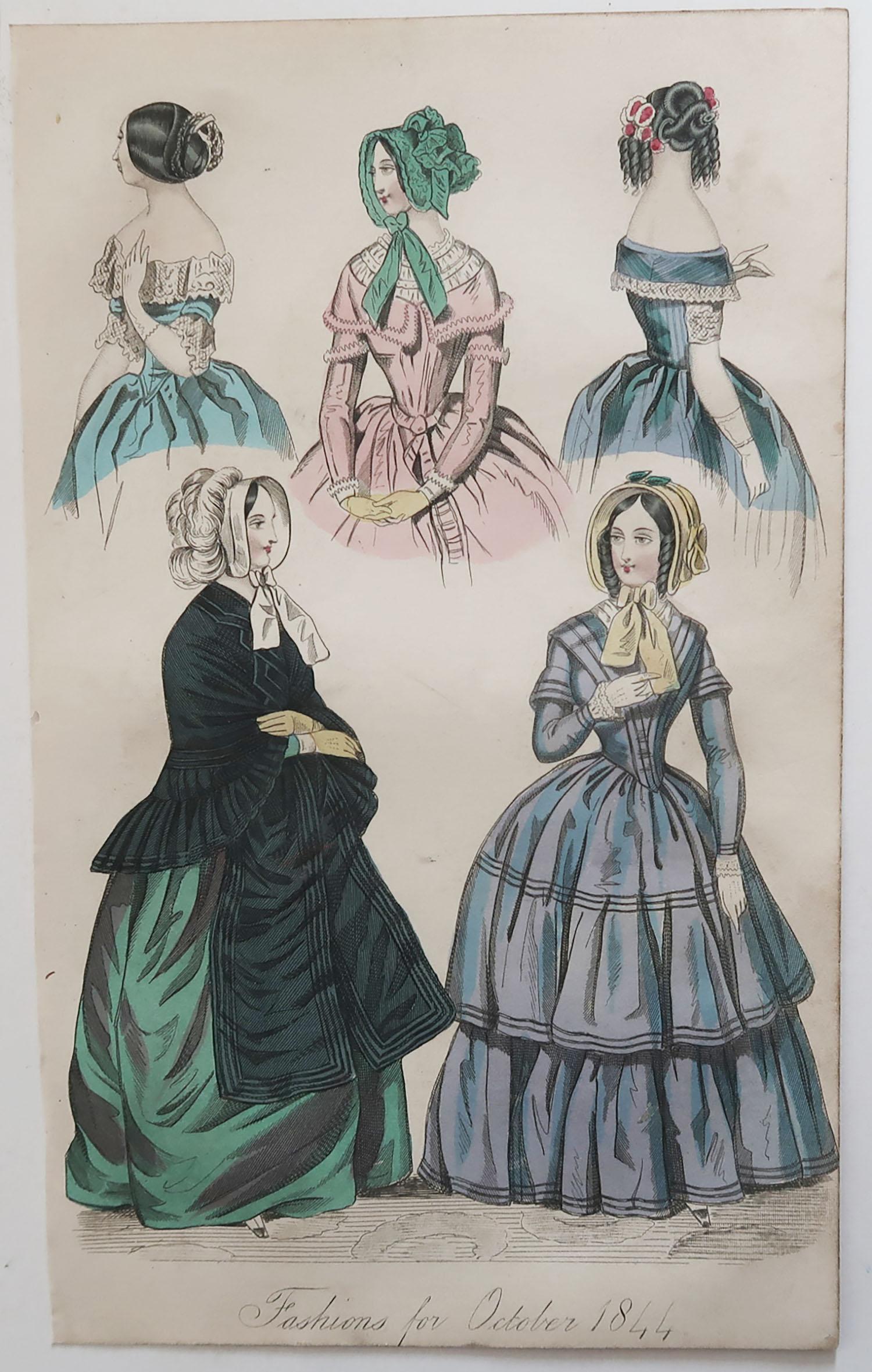 Set of 12 Original Antique Fashion Prints, circa 1840 1