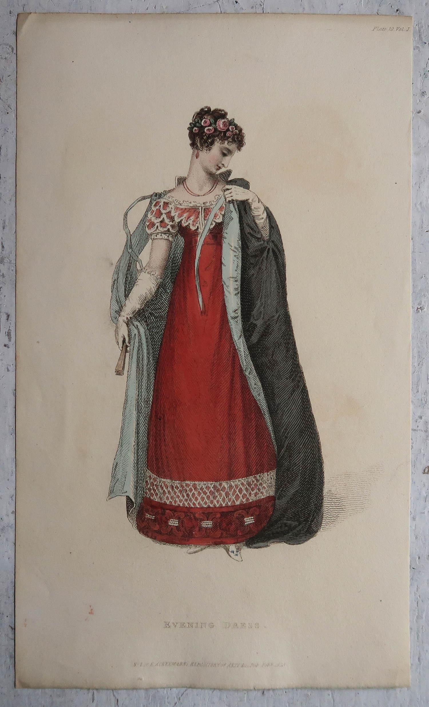Set of 12 Original Antique Fashion Prints, Dated 1823 1