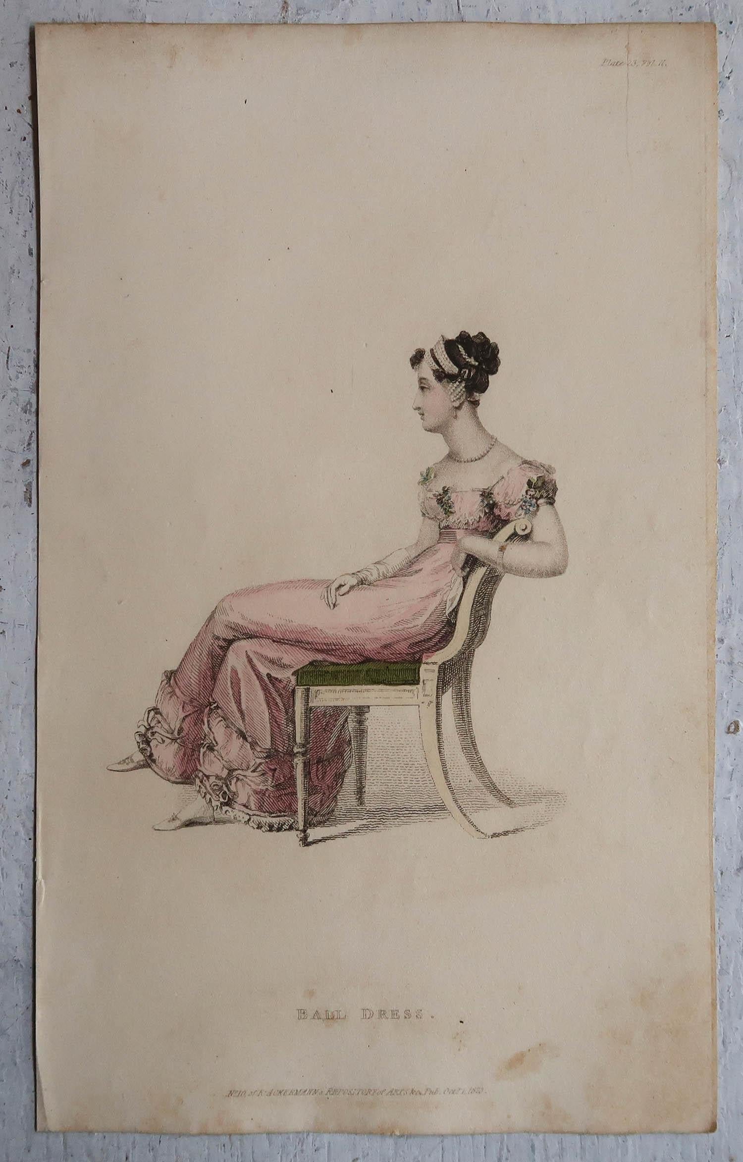 Set of 12 Original Antique Fashion Prints, Dated 1823 4