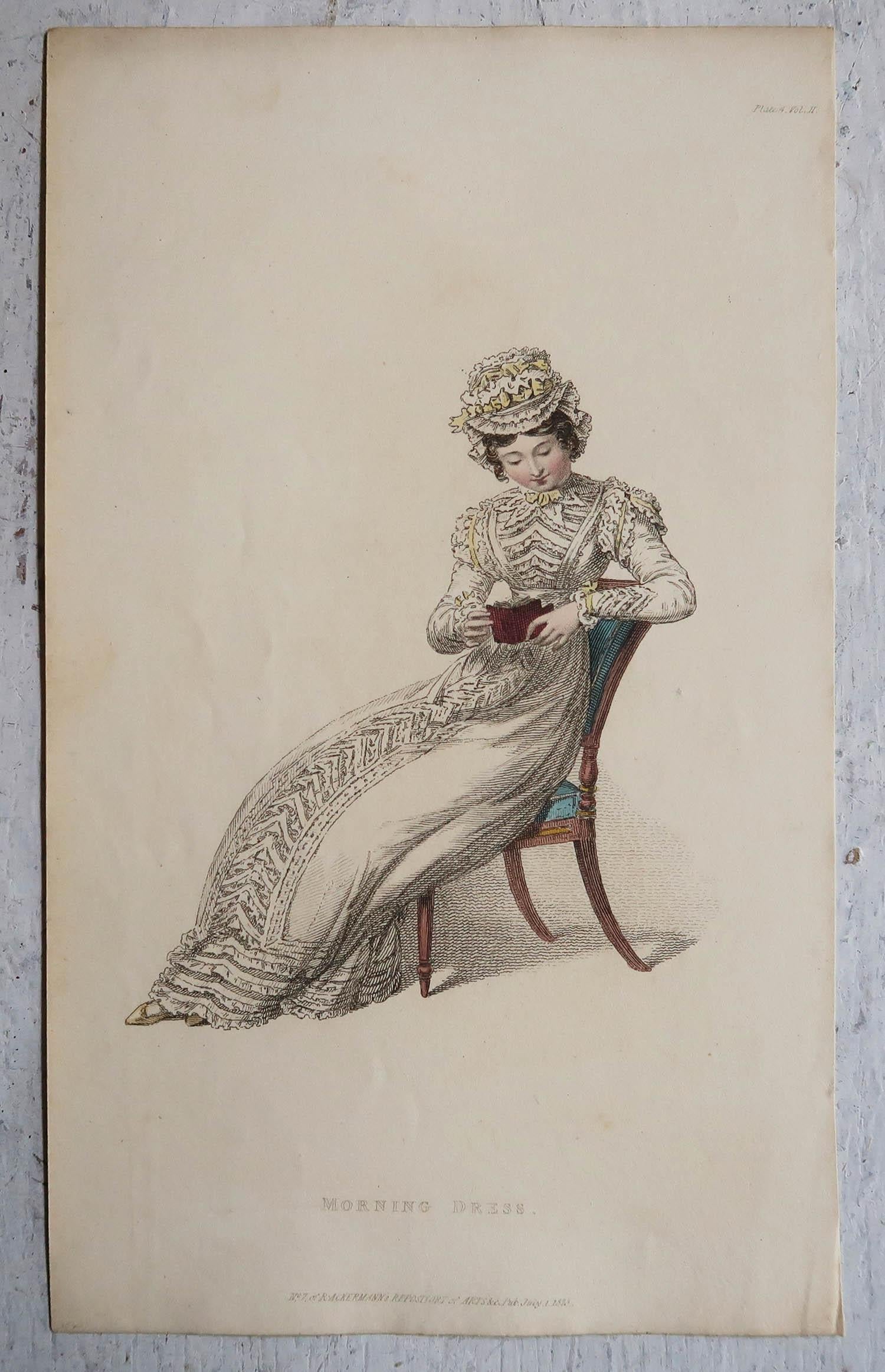 Regency Set of 12 Original Antique Fashion Prints, Dated 1823