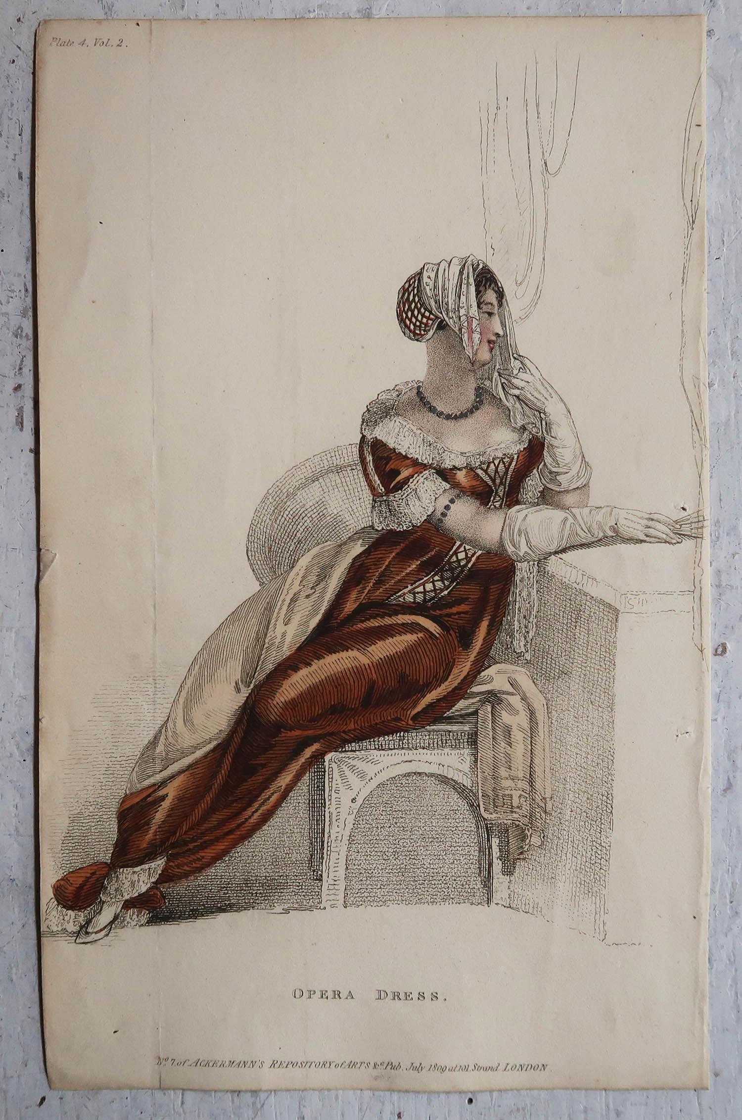 English Set of 12 Original Antique Fashion Prints, Dated 1823