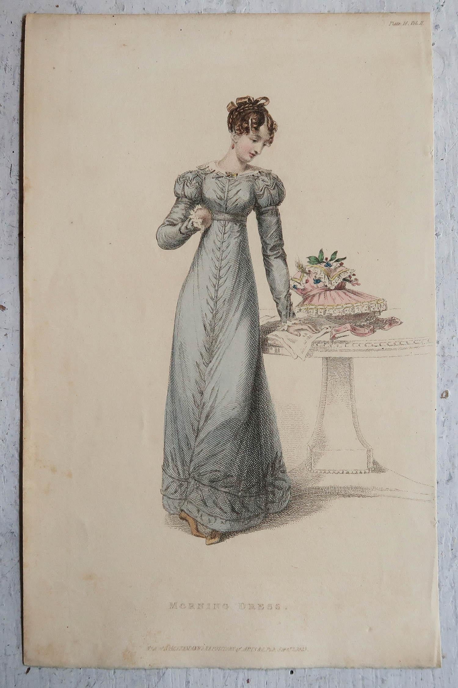 Set of 12 Original Antique Fashion Prints, Dated 1823 In Good Condition In St Annes, Lancashire