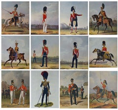 Set of 12 Original Antique Military Costume Prints, circa 1900