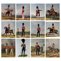 Set of 12 Original Antique Military Costume Prints, circa 1900