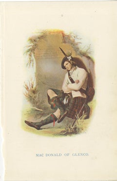 Set of 12 Original Antique Prints of Costumes of the Clans of Scotland