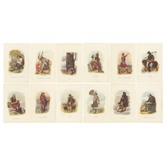 Set of 12 Original Antique Prints of Costumes of the Clans of Scotland