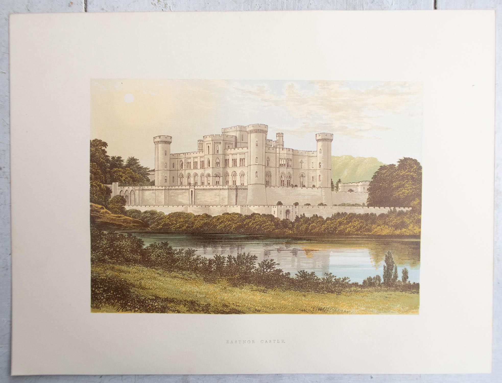 Ensemble de 12 estampes anciennes originales de châteaux anglais, vers 1880 2