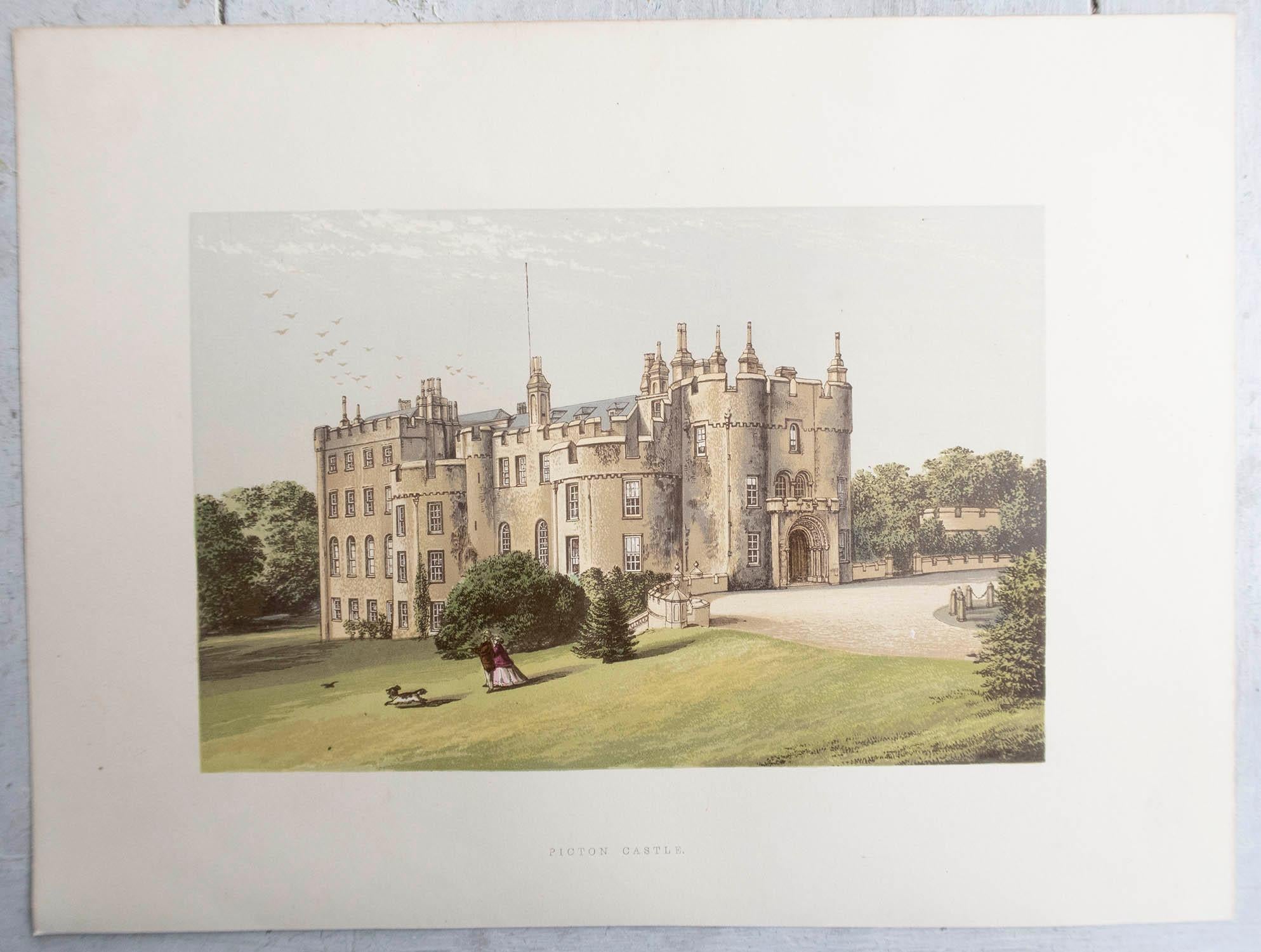 Ensemble de 12 estampes anciennes originales de châteaux anglais, vers 1880 4