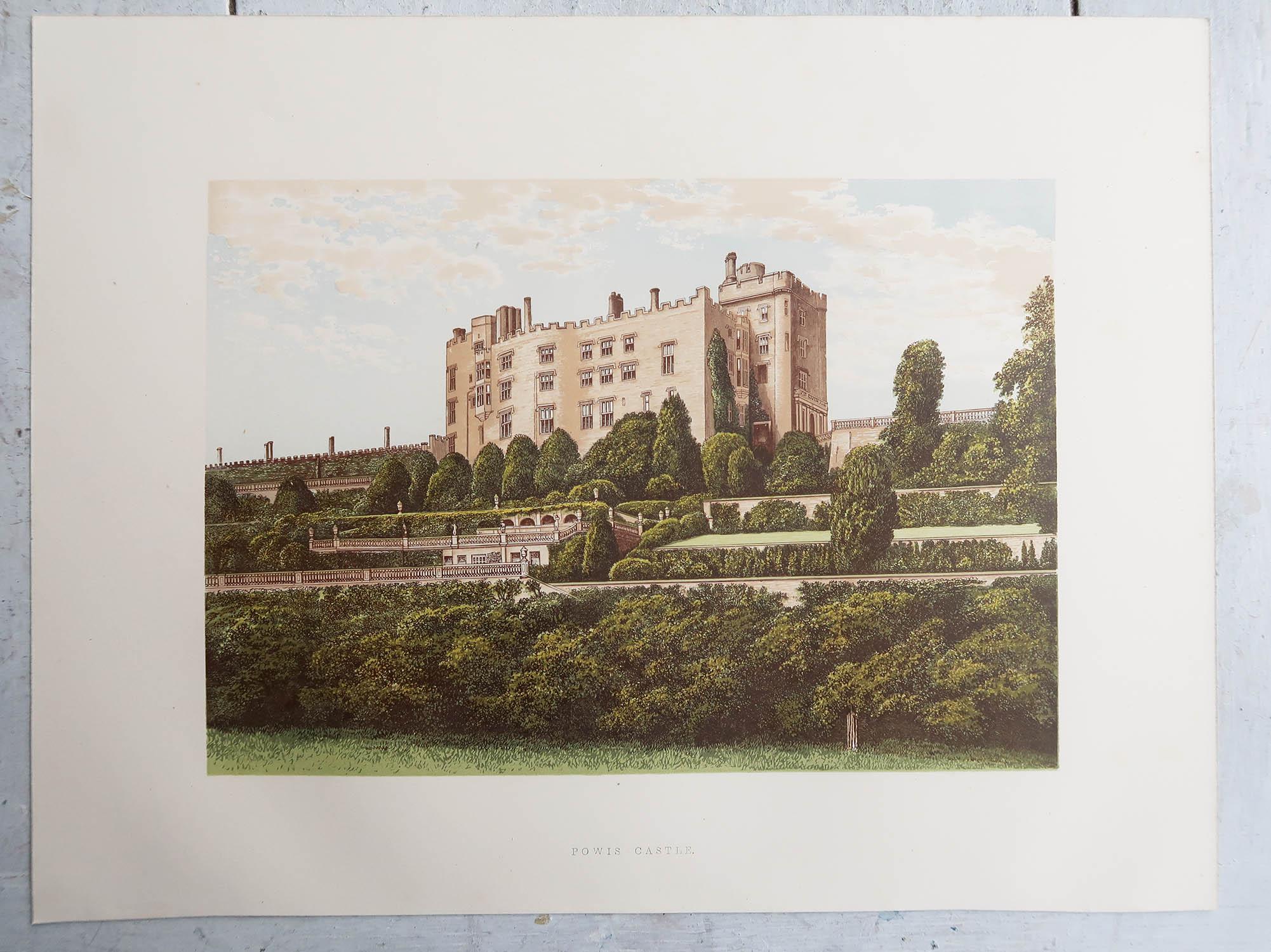 Ensemble de 12 estampes anciennes originales de châteaux anglais, vers 1880 en vente 5