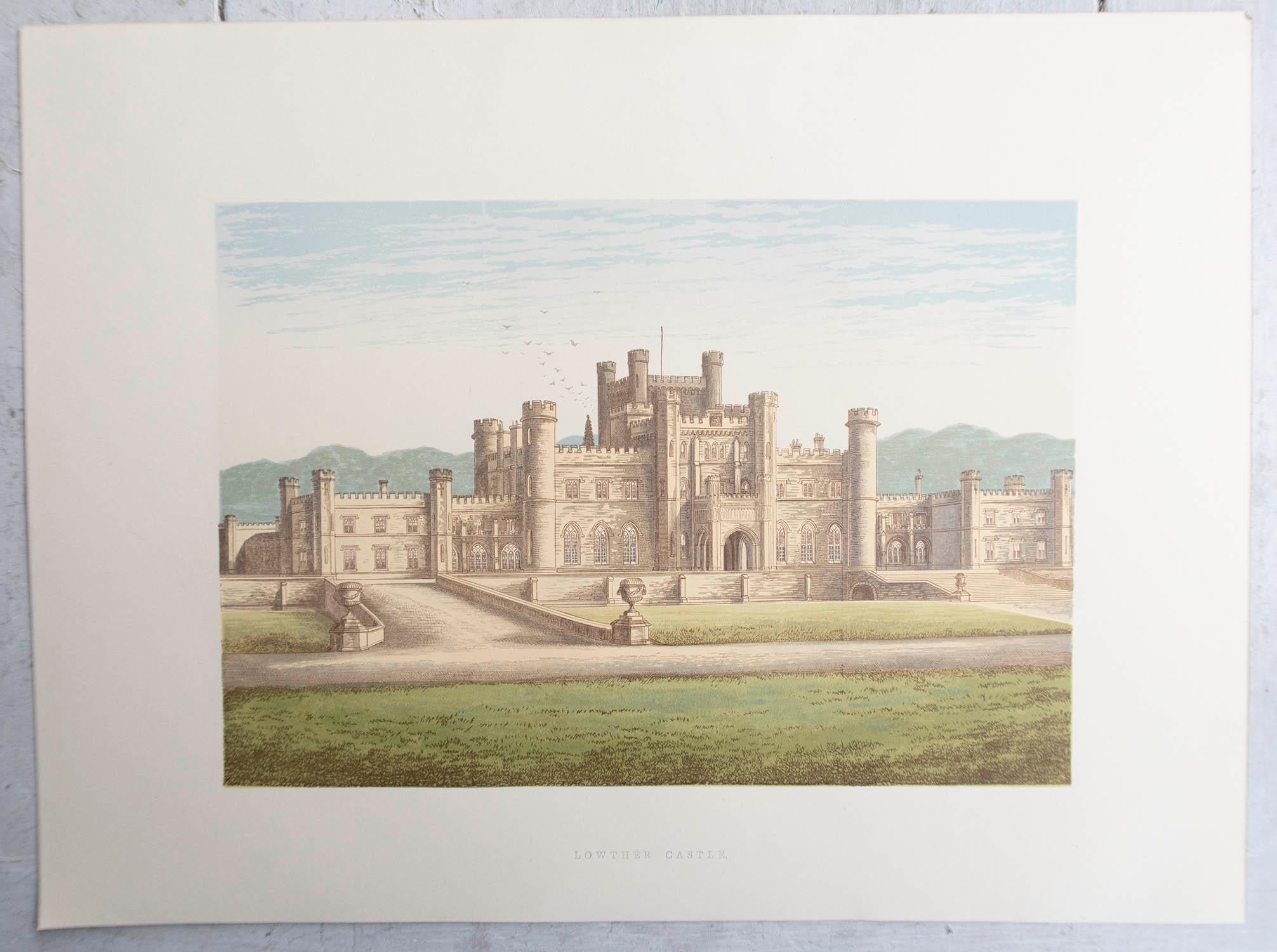 Georgian Set of 12 Original Antique Prints of English Castles, C.1880 For Sale