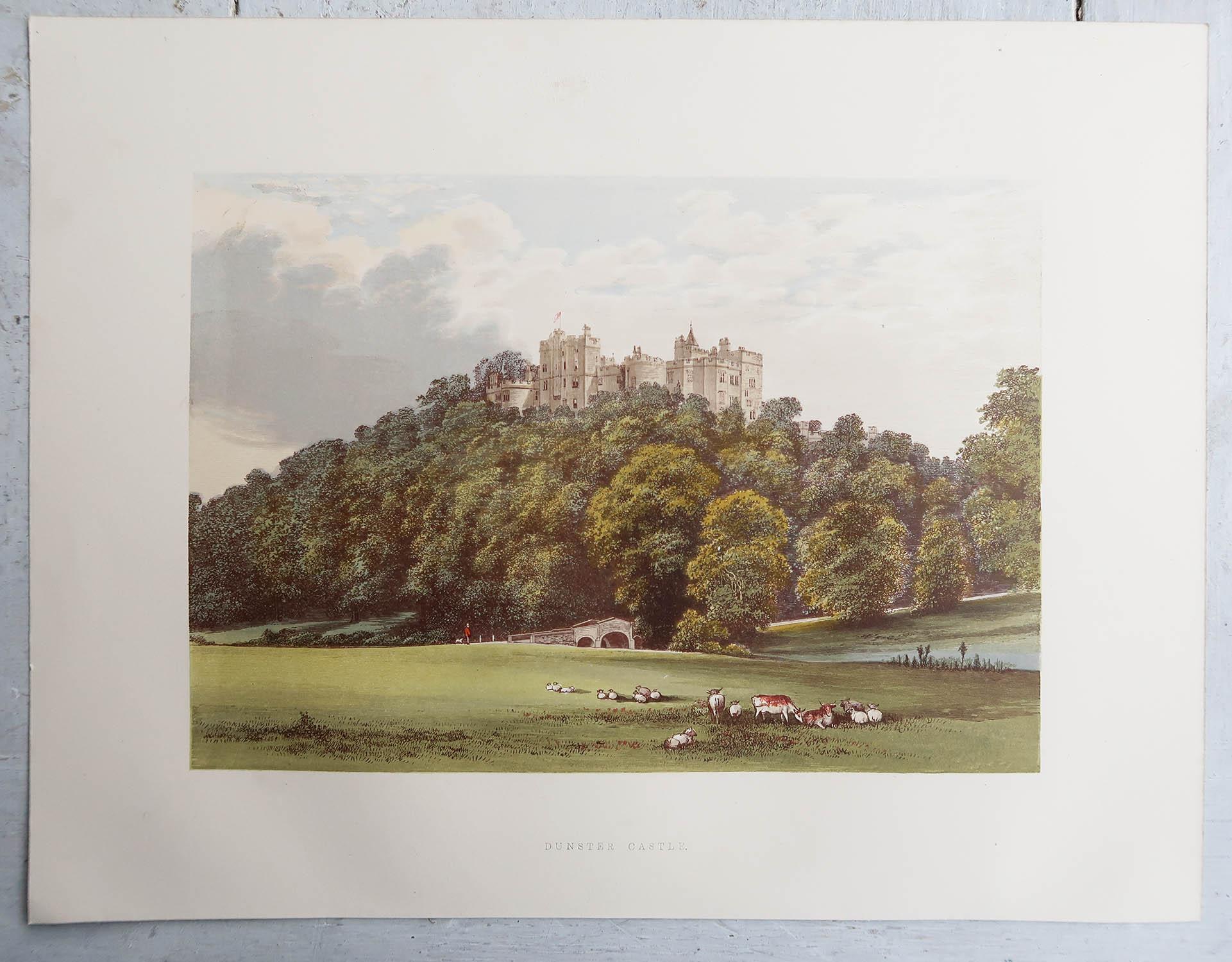 Papier Ensemble de 12 estampes anciennes originales de châteaux anglais, vers 1880 en vente