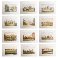 Set of 12 Original Antique Prints of English Castles, C.1880