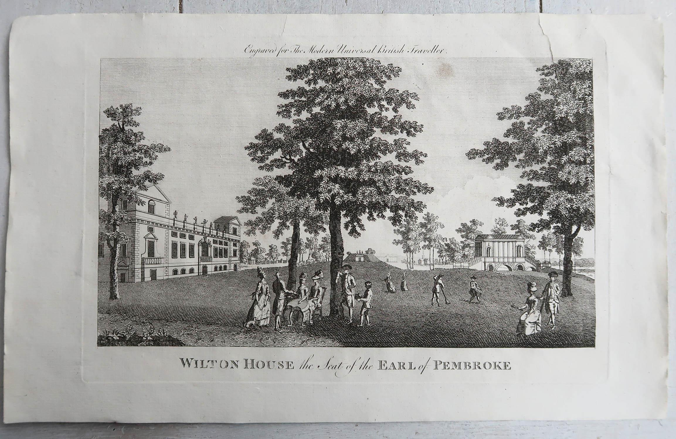 Satz von 12 Original-Antikdrucken von englischen Landhäusern und Gärten, C.1790 im Angebot 2