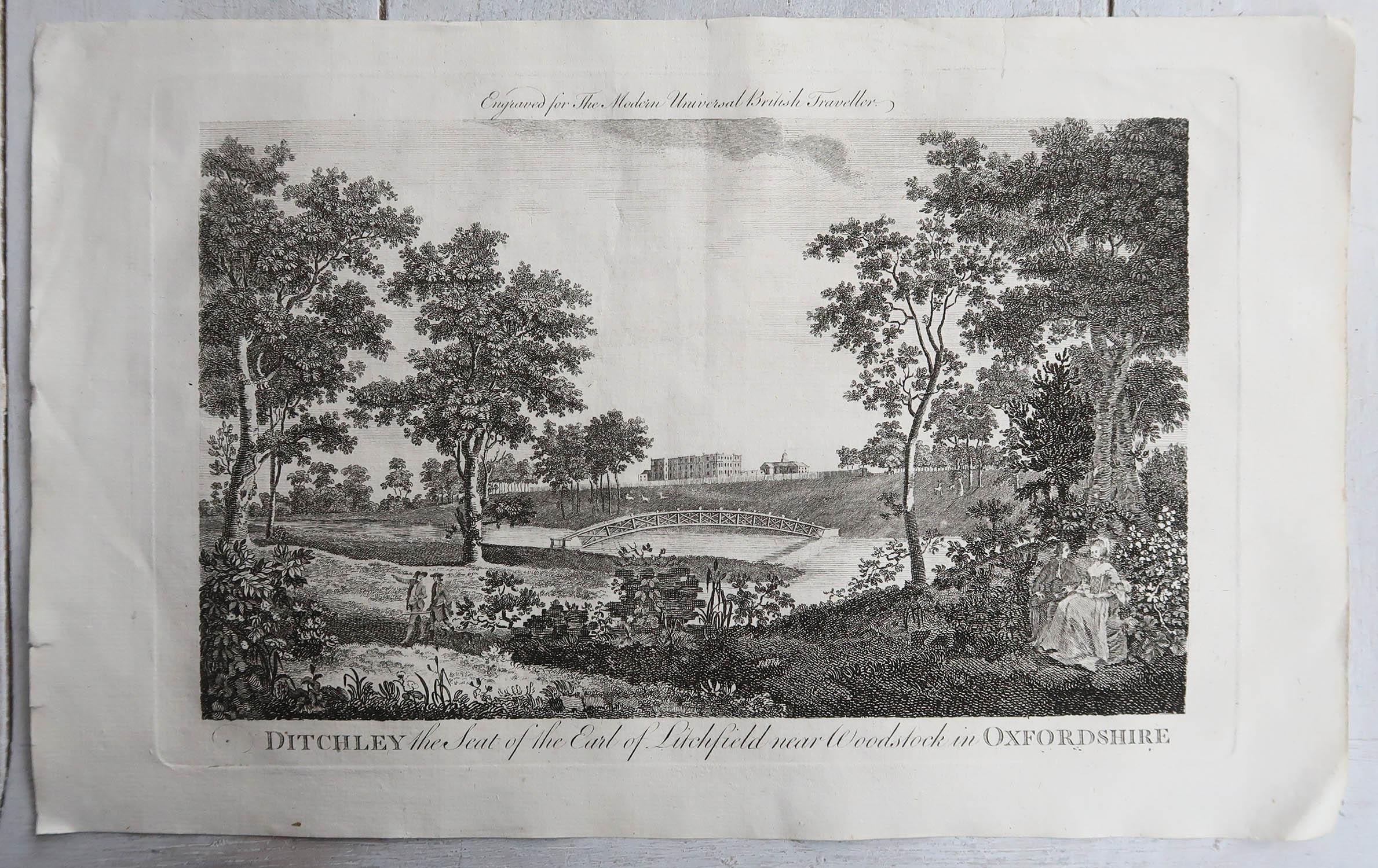 Satz von 12 Original-Antikdrucken von englischen Landhäusern und Gärten, C.1790 im Zustand „Gut“ im Angebot in St Annes, Lancashire
