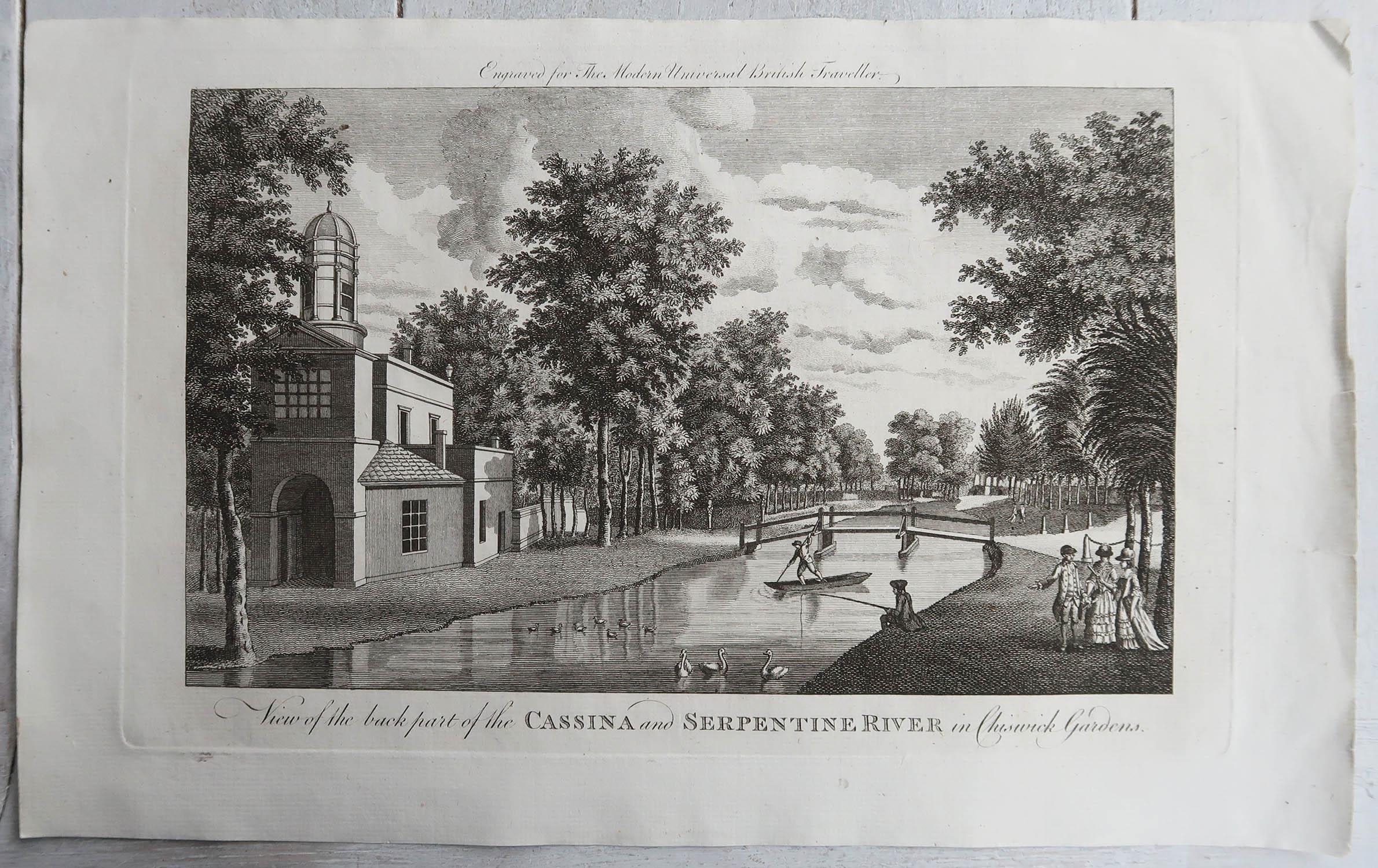 Satz von 12 Original-Antikdrucken von englischen Landhäusern und Gärten, C.1790 (Papier) im Angebot
