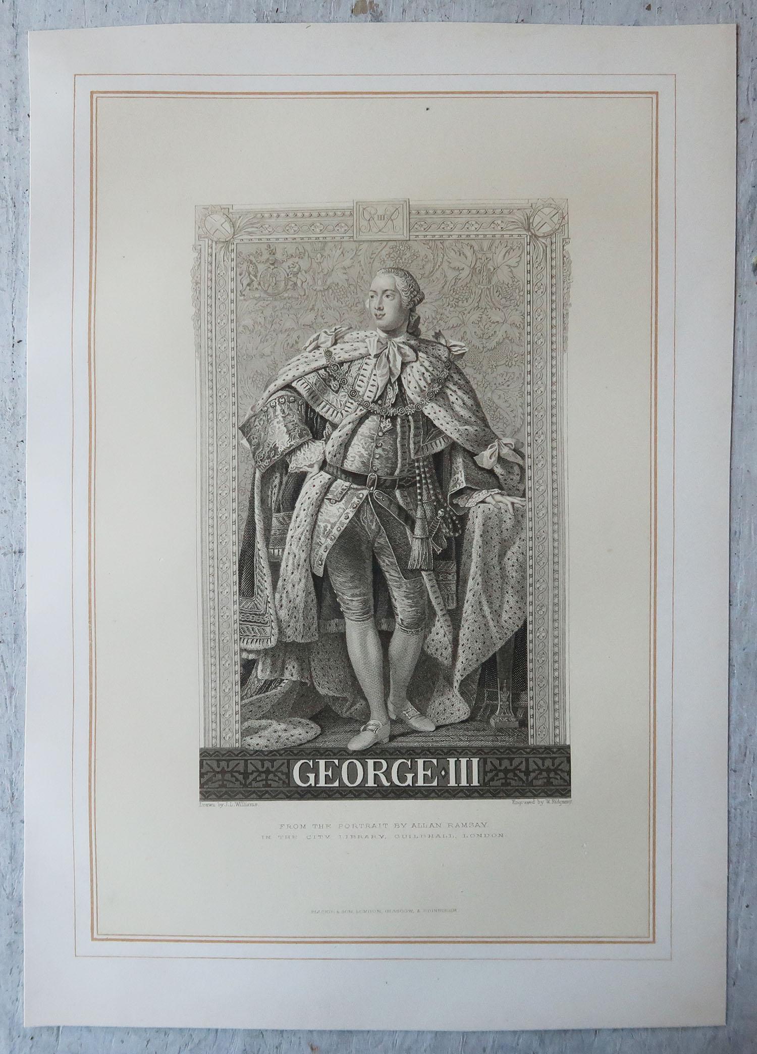 Late 19th Century Set of 12 Original Antique Prints of English Kings and Queens, C.1870