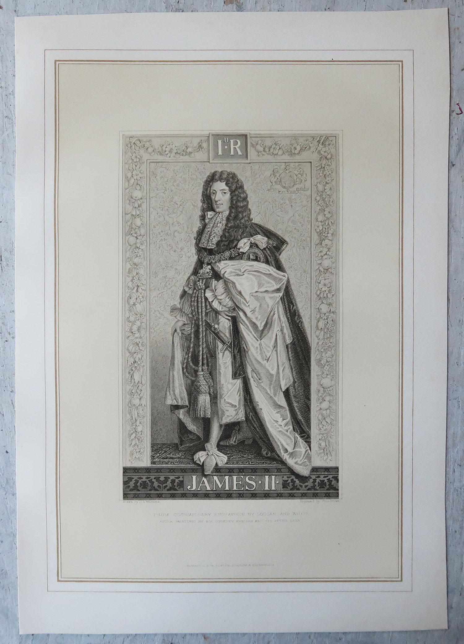 Set of 12 Original Antique Prints of English Kings and Queens, C.1870 1