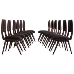 Set of 12 Parisiano Dining Chairs in Natural Walnut