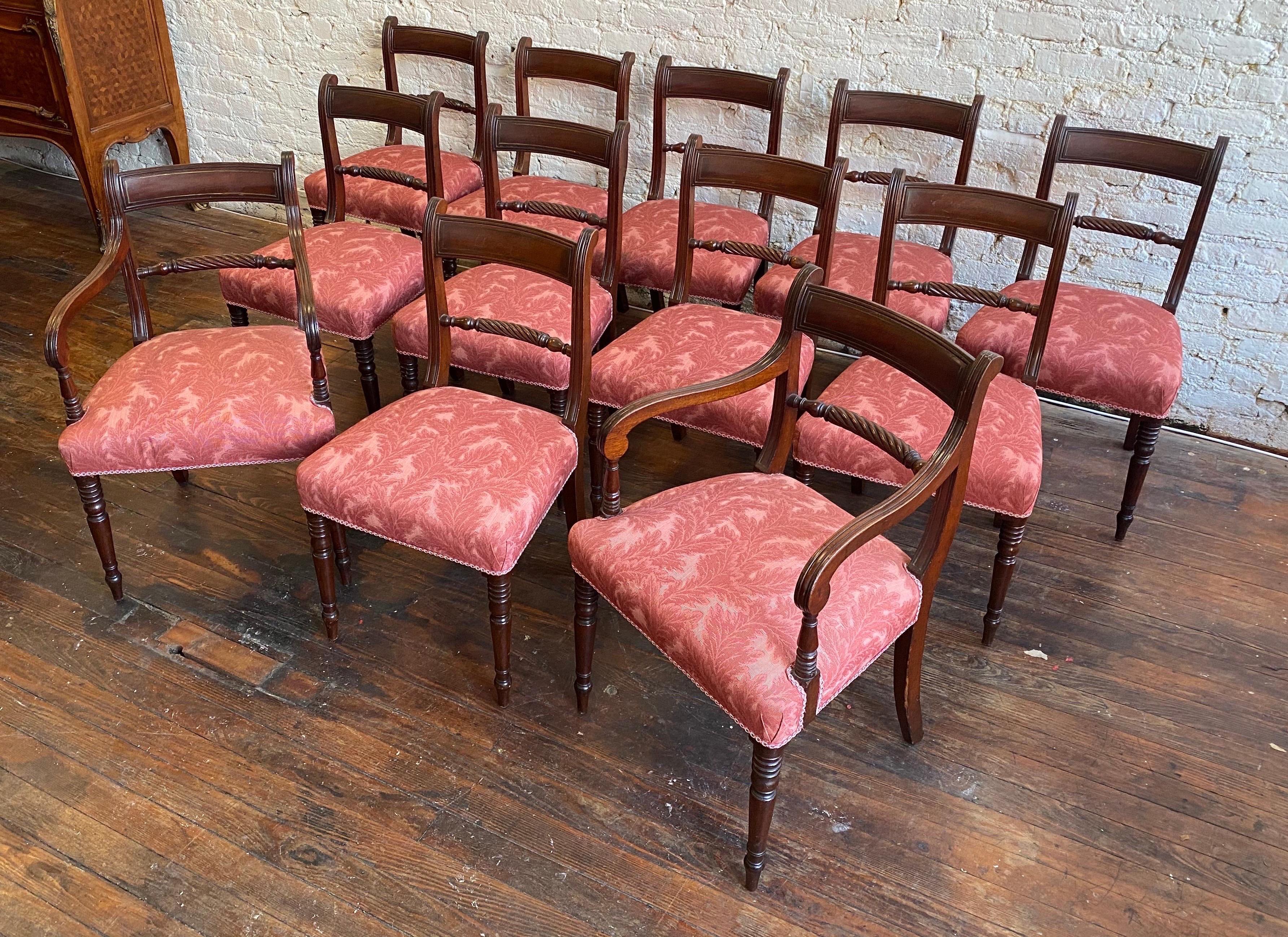 Set of 12 Period 19th Century English Regency Mahogany Dining Chairs 2