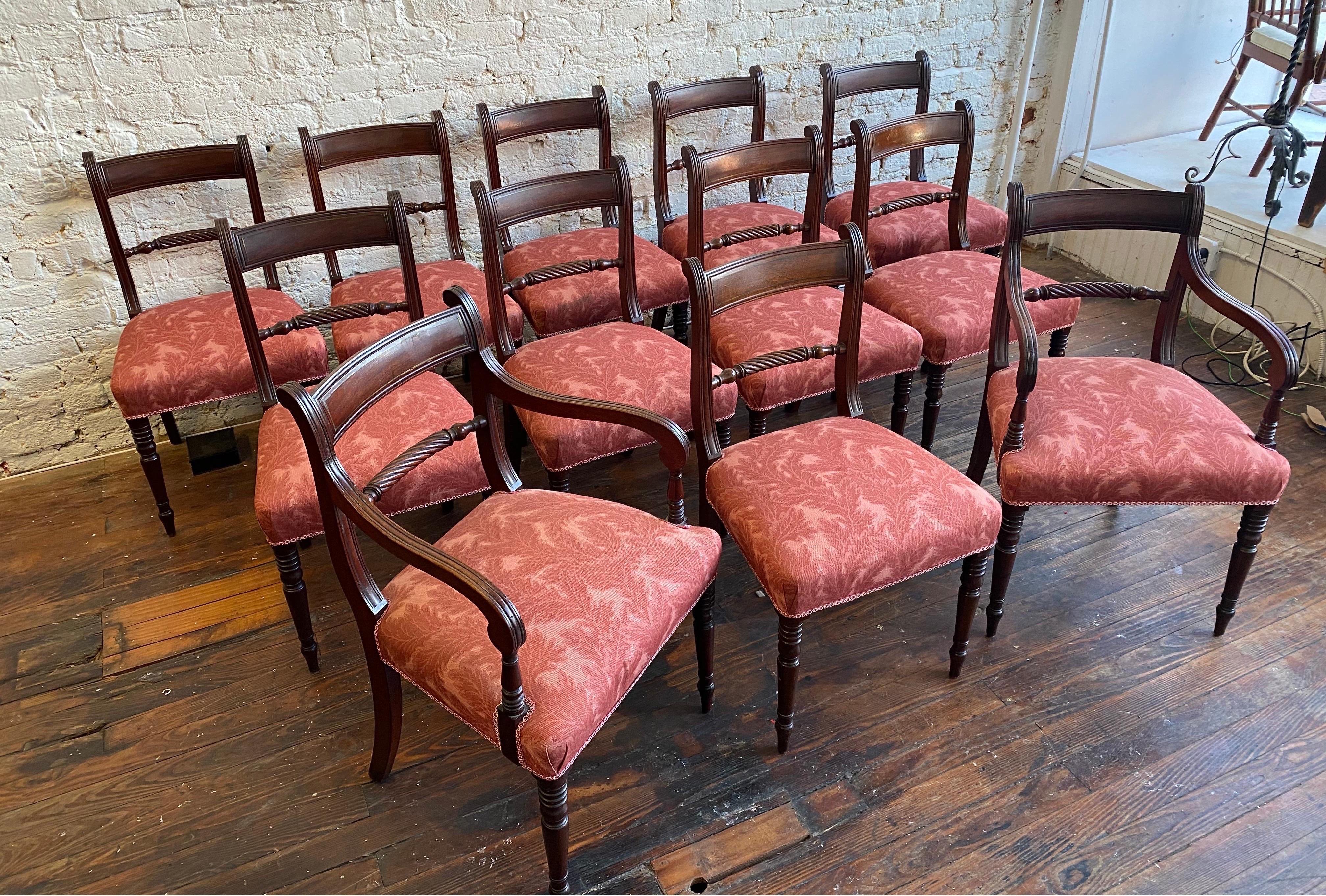 Set of 12 Period 19th Century English Regency Mahogany Dining Chairs 4