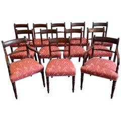 Antique Set of 12 Period 19th Century English Regency Mahogany Dining Chairs