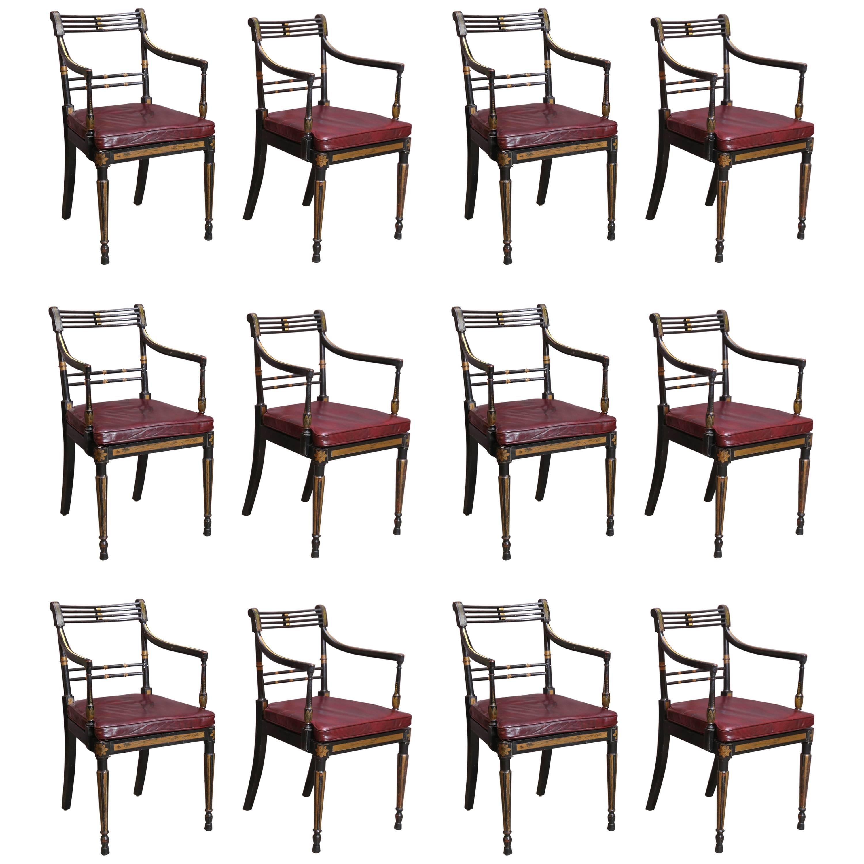 Set of 12 Period English Regency Armchairs for Dining
