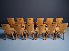 Set of 12 Pierre Chapo S28 Chairs in oak by Chapo Creation