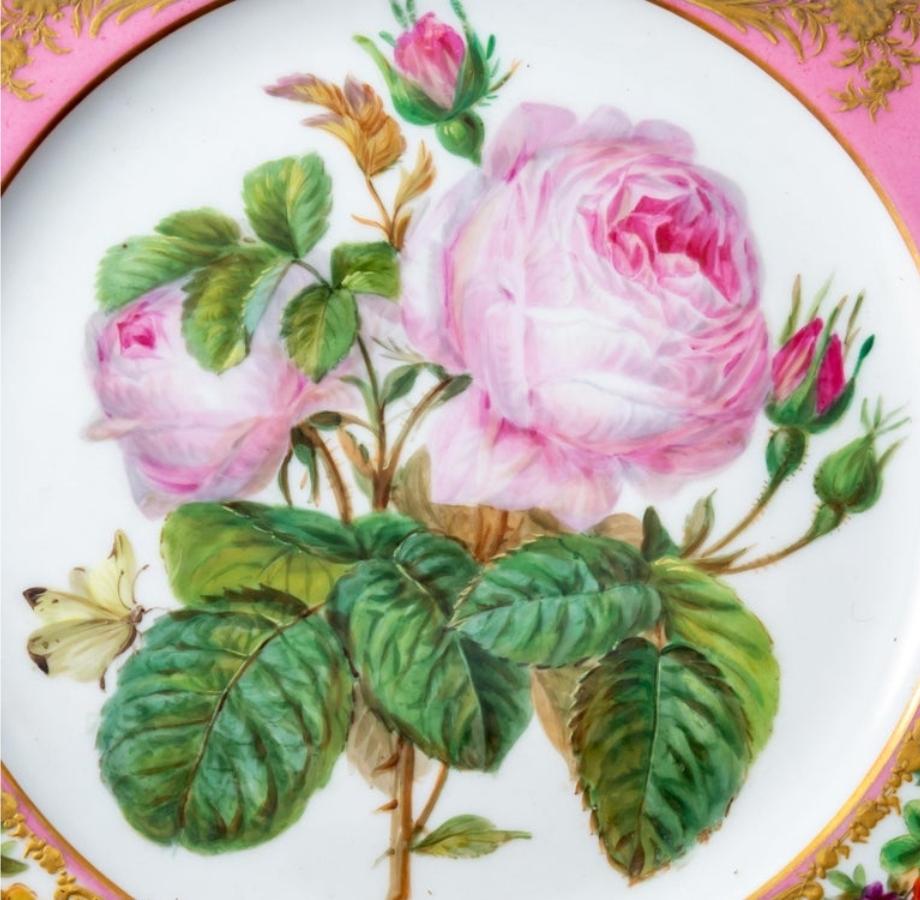 19th Century Set of 12 Pink Dessert Service For Sale