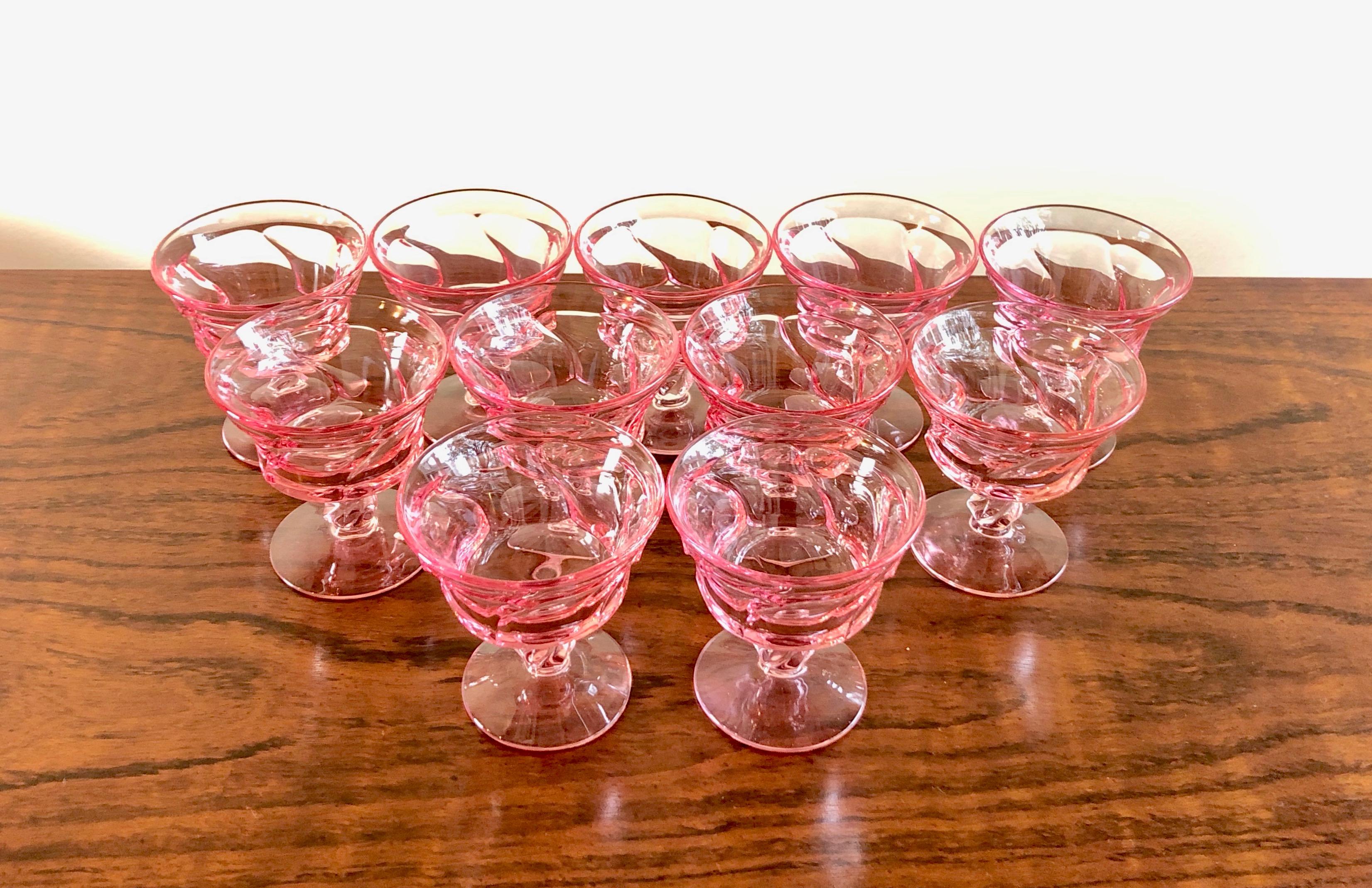 Set of 12 Pink Fostoria Sherbert Glasses 2