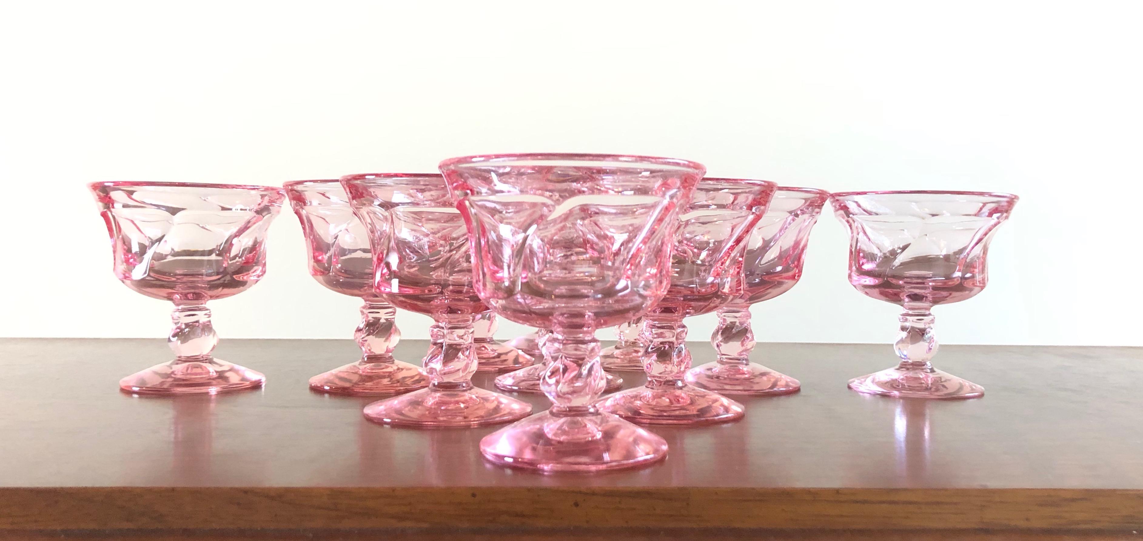 Set of 12 Pink Fostoria Sherbert Glasses In Good Condition In Denton, TX