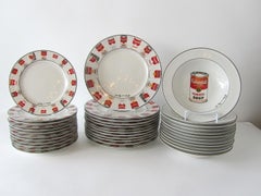 Set of 12 Place Settings Andy Warhol White Campbells Soup Dinnerware