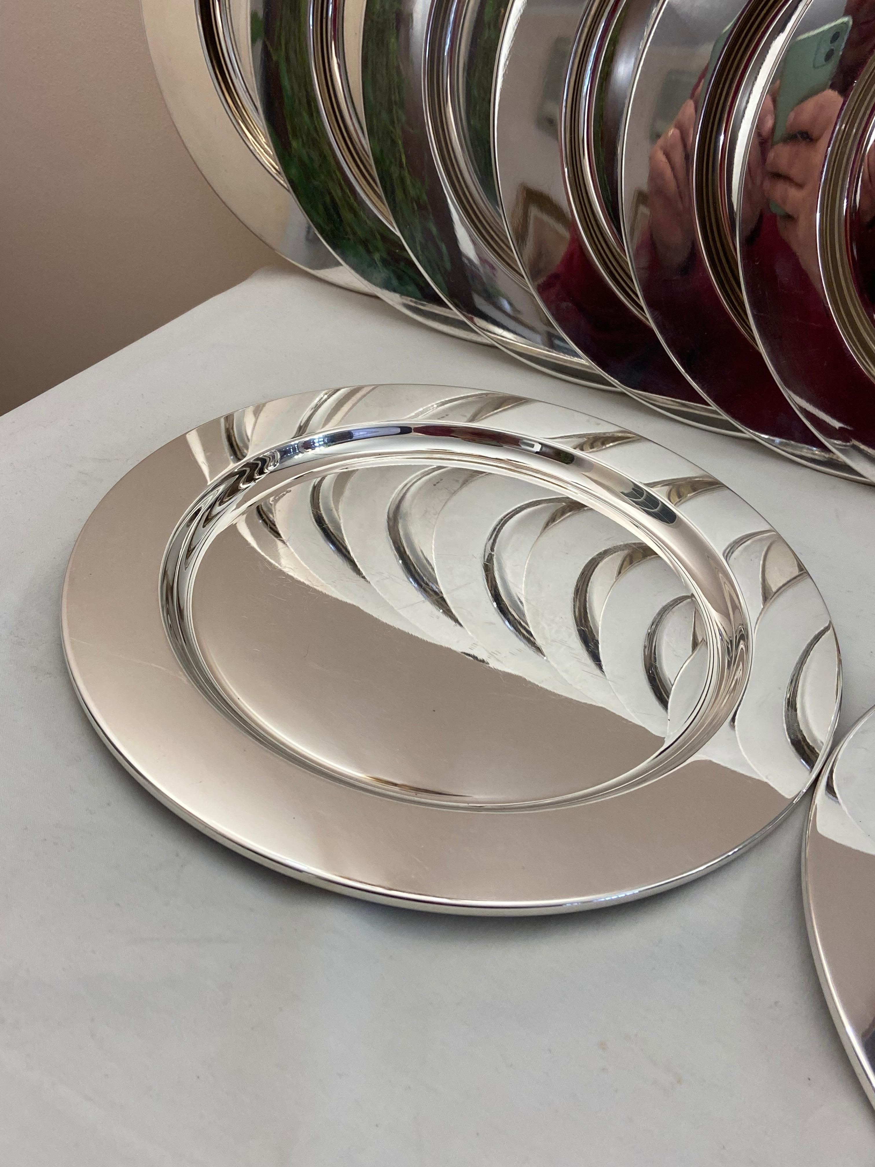 Set of 12 Placemats in 800 Silver, Italian Production, Greggio Padova Silverware In Fair Condition For Sale In Palermo, IT