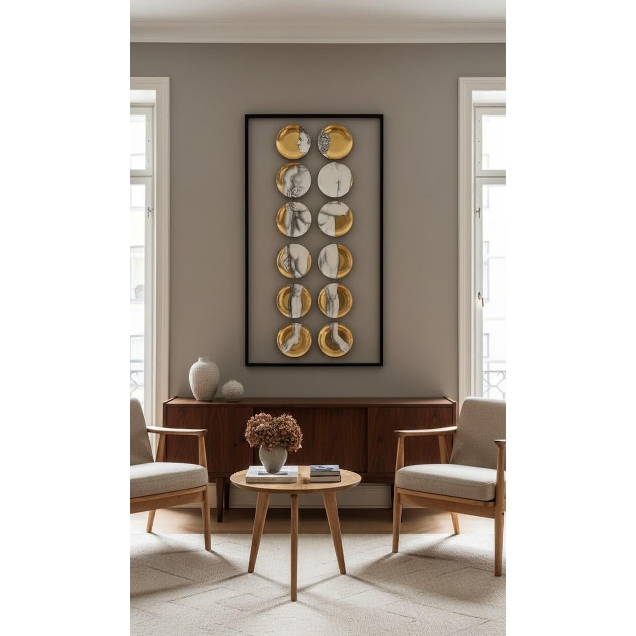 Set von 12 Tellern, Piero Fornasetti, Adamo / Adam (Mitte des 20. Jahrhunderts) im Angebot