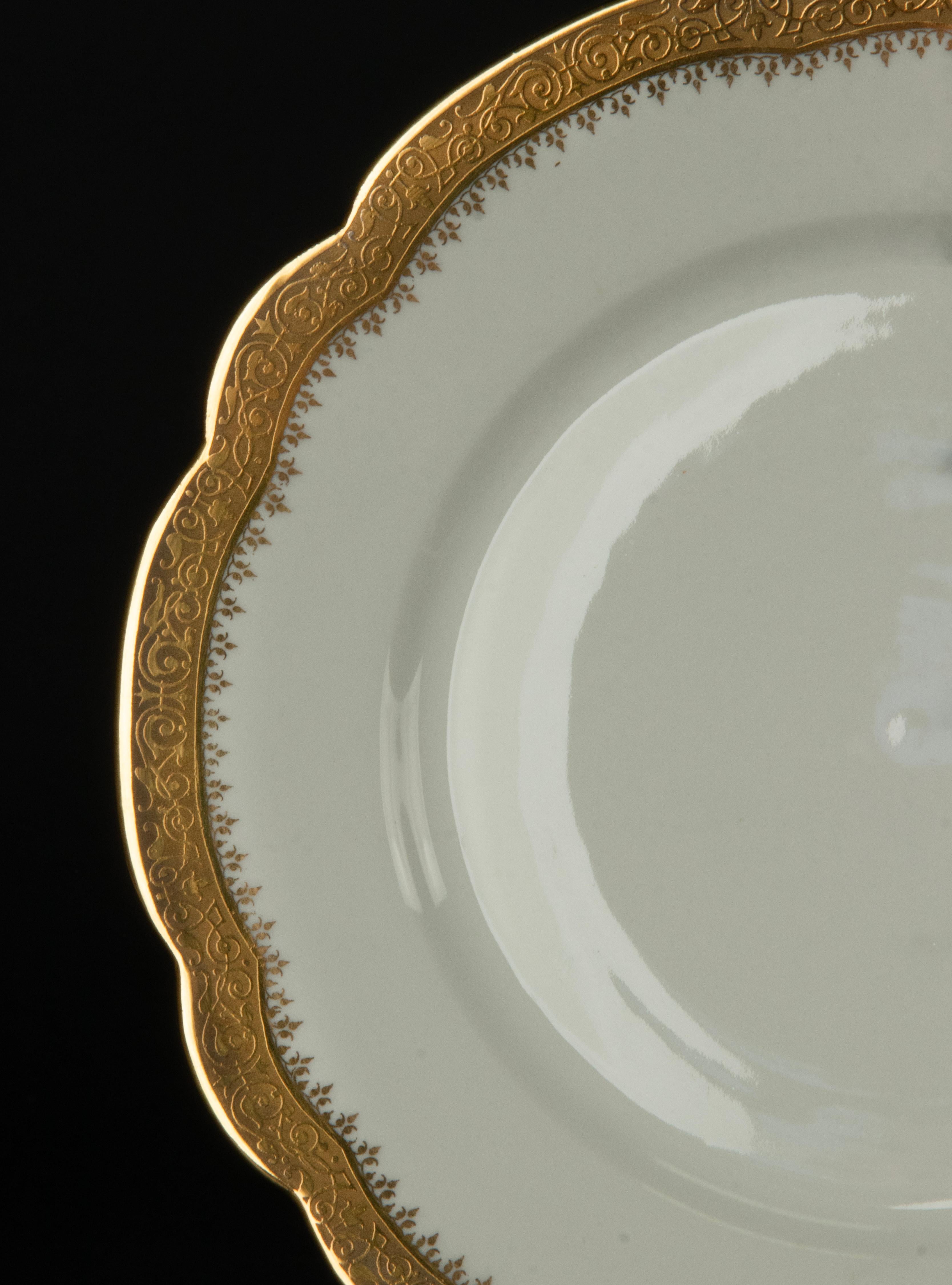 Mid-20th Century Set of 12 Porcelain Dinner Plates - Limoges - A. Taillardat Paris  For Sale