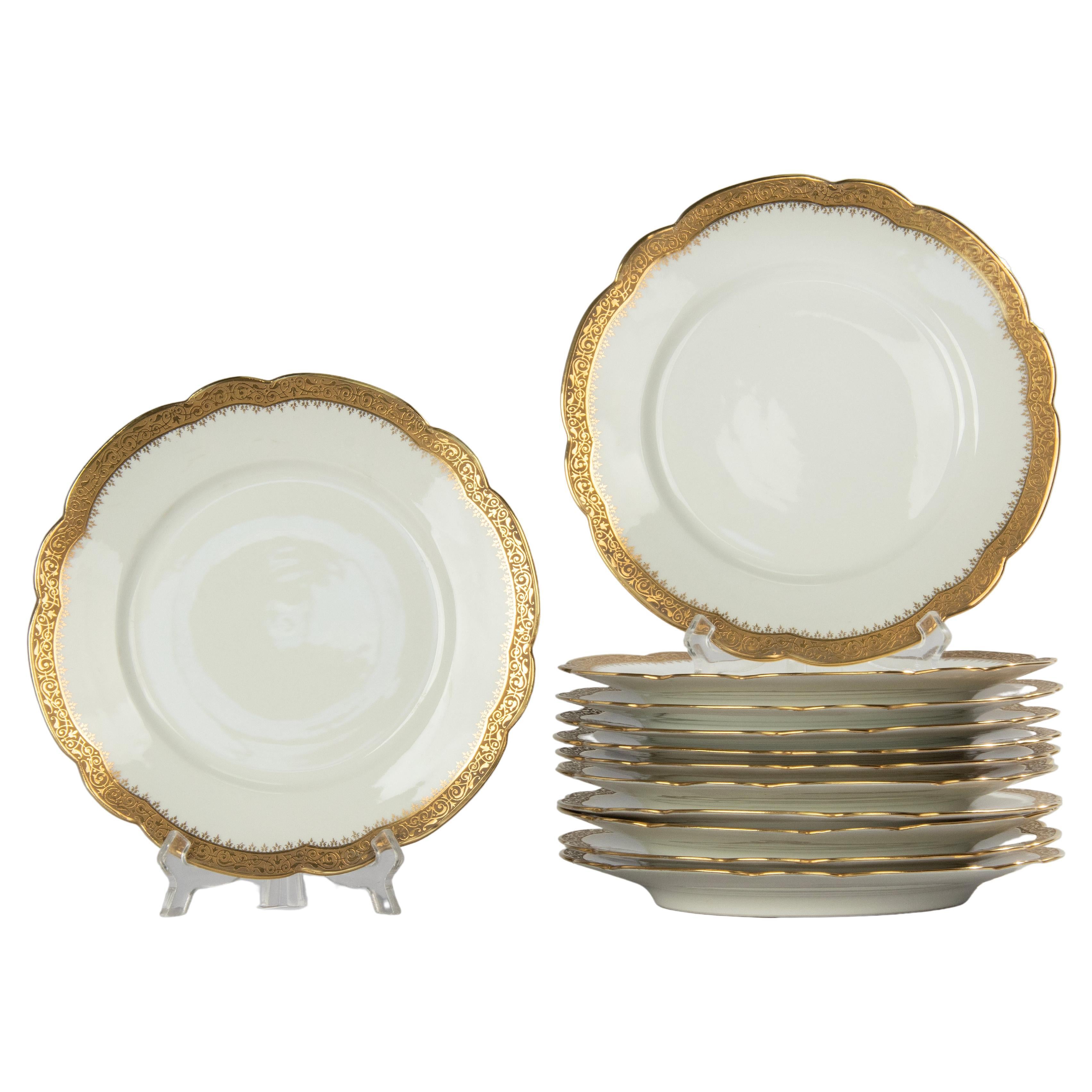 Set von 12 Tafeltellern aus Porzellan – Limoges – A. Taillardat Paris  im Angebot