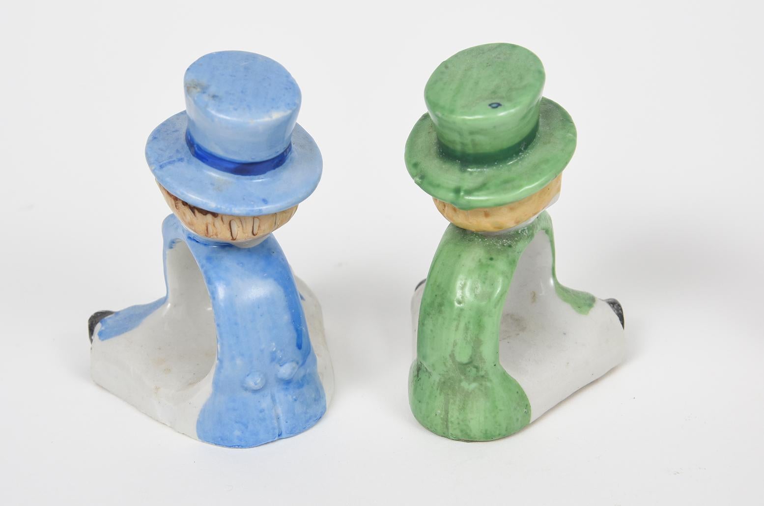 Satz von 12 Porzellanfiguren Dapper Gentleman Serviettenringe (Japanisch) im Angebot