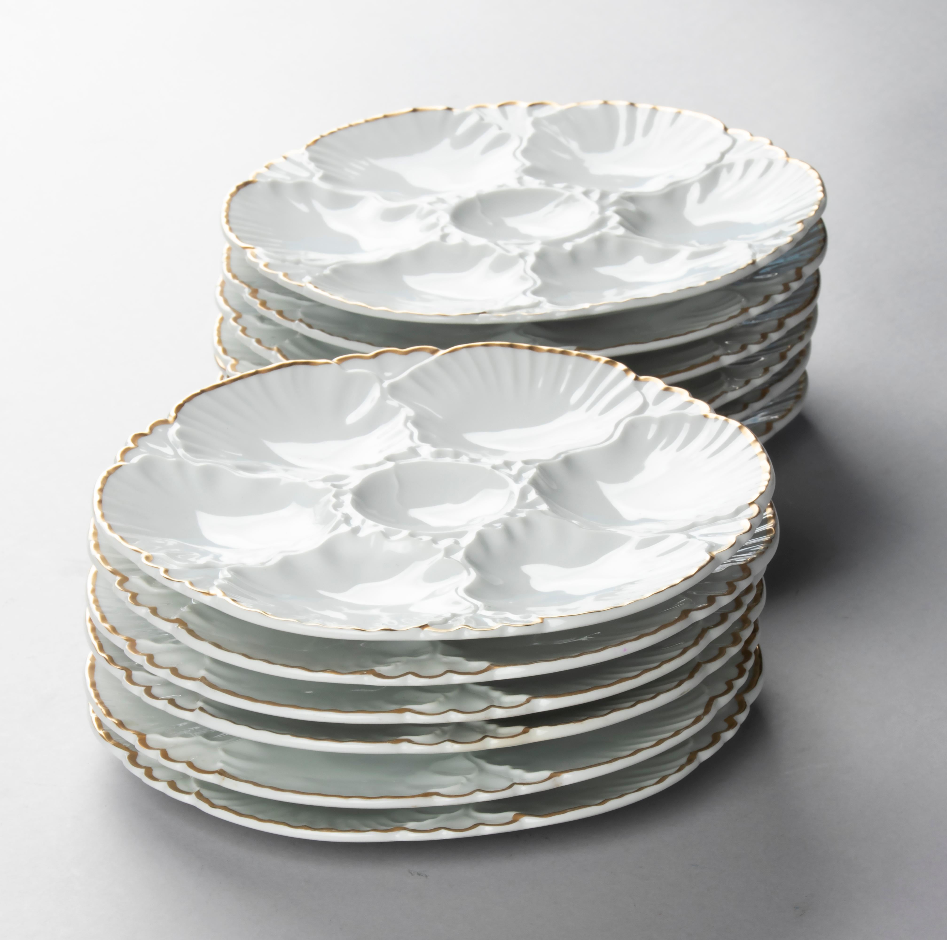 Set of 12 Porcelain Oysterplates Made by Cerabel 3