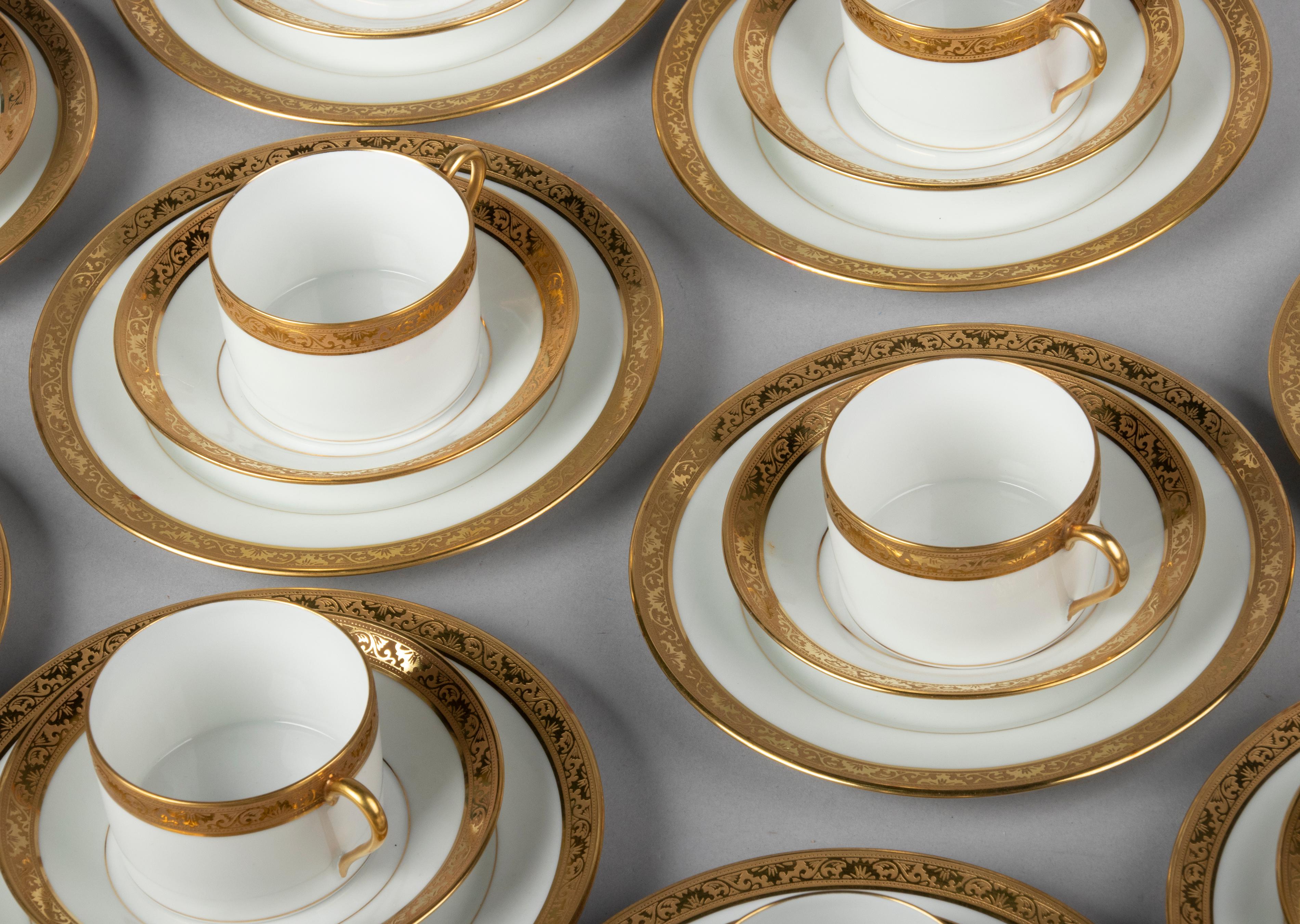 Set of 12 Porcelain Tea Trios by Raynaud Limoges 12