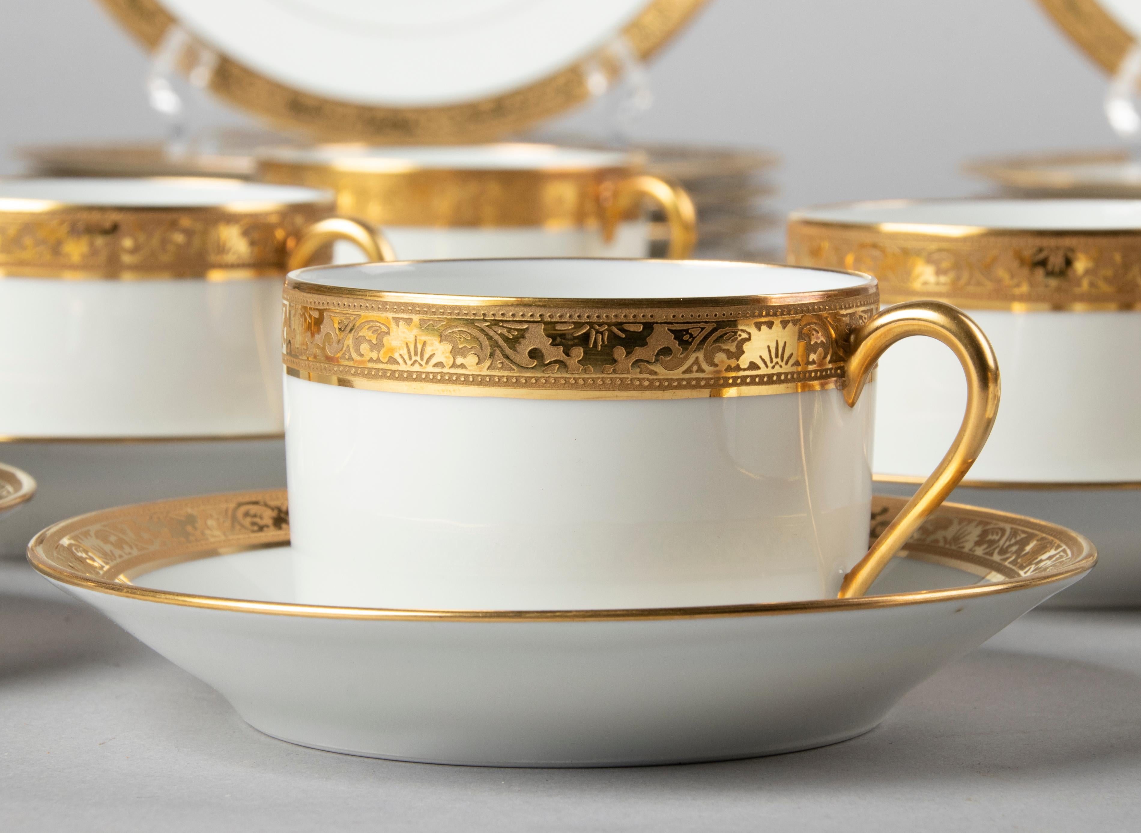 Empire Set of 12 Porcelain Tea Trios by Raynaud Limoges