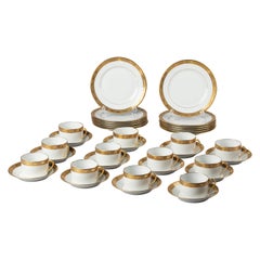 Set of 12 Porcelain Tea Trios by Raynaud Limoges