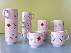 Set of 12 Postmodern Memphis cups by Royal Mosa Maastricht, The Netherlands 1980