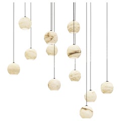 Set Of 12 Rain Balls Pendant Lamps by United Alabaster