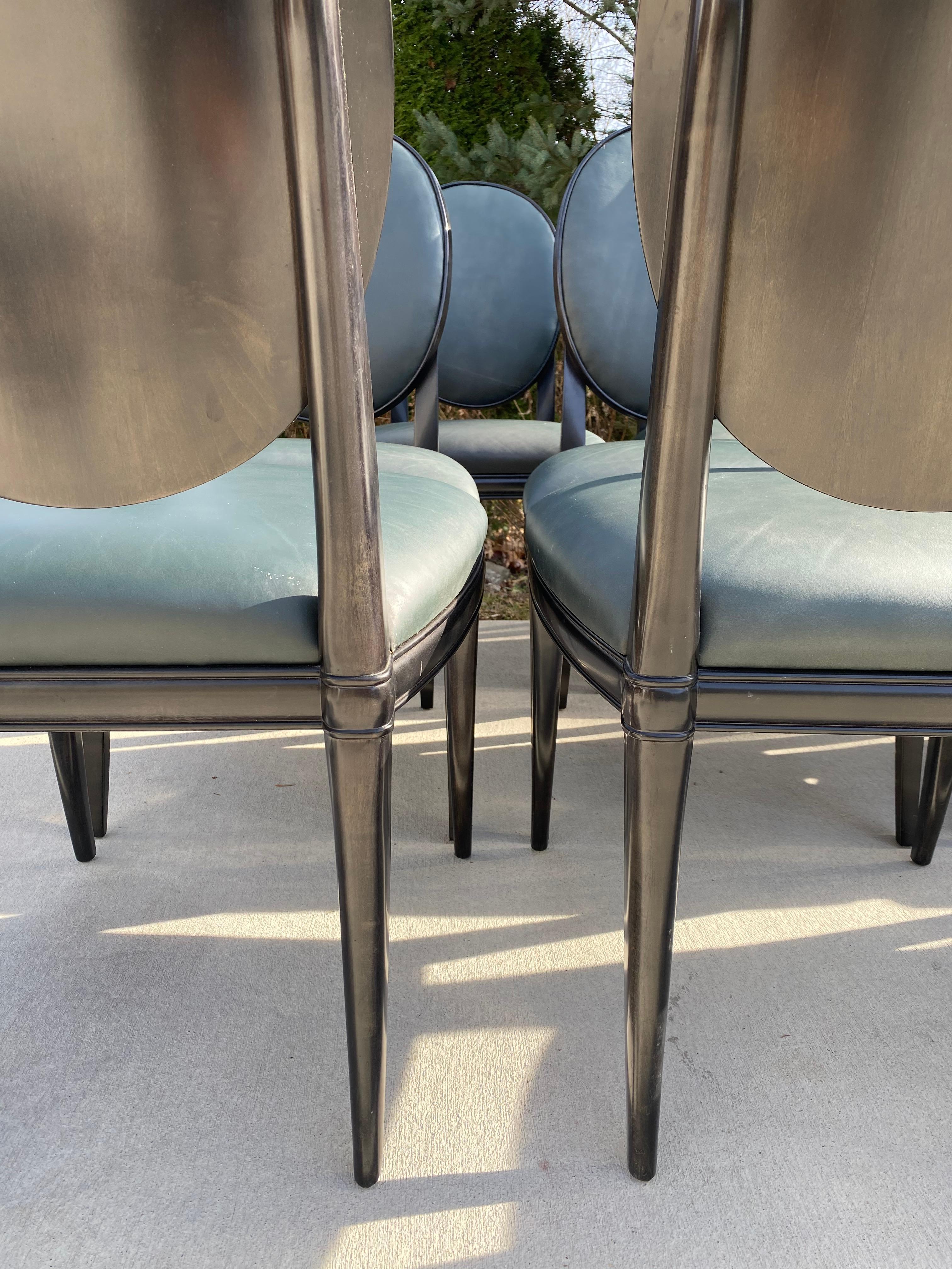 Set of 12 Randolph and Hein Dining Chairs in Black Lacquer 4
