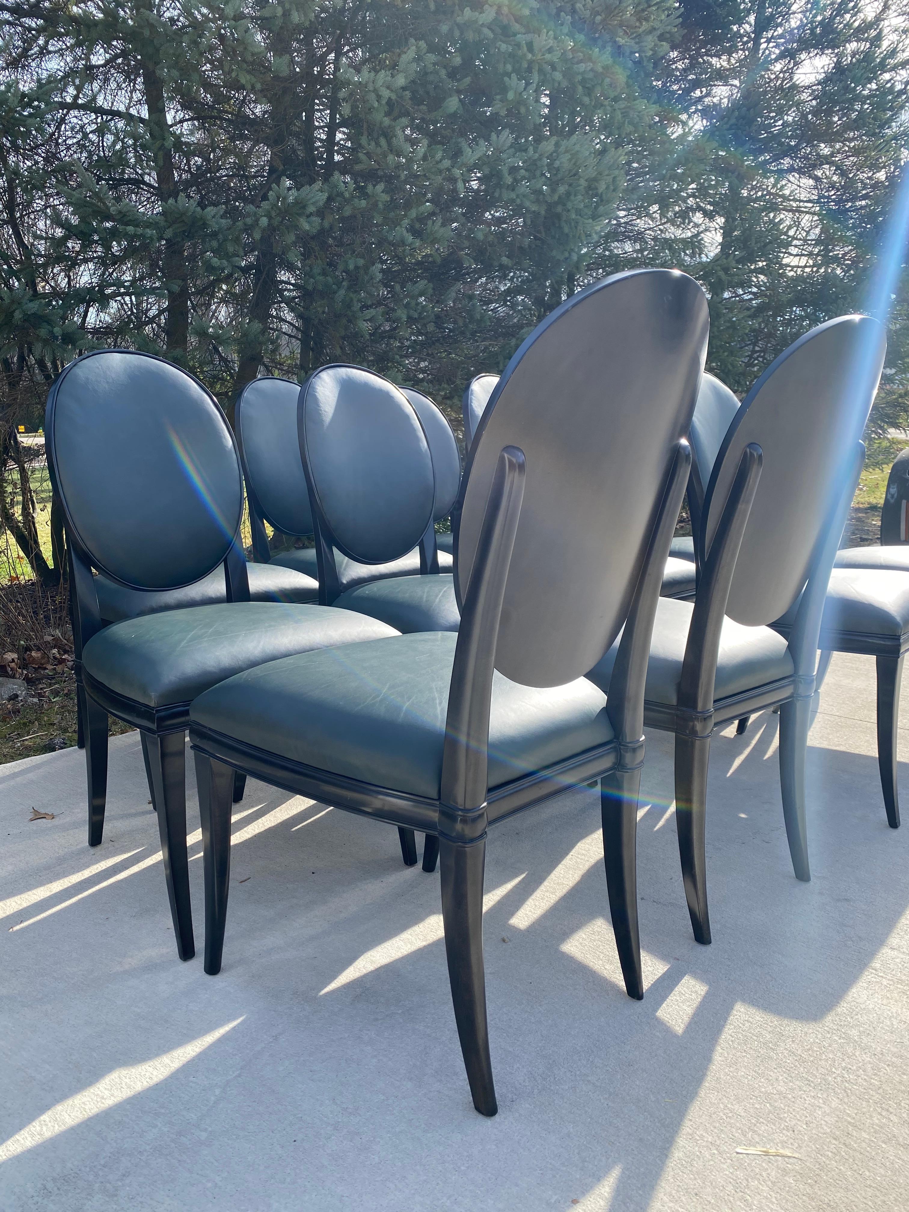 Set of 12 Randolph and Hein Dining Chairs in Black Lacquer 5
