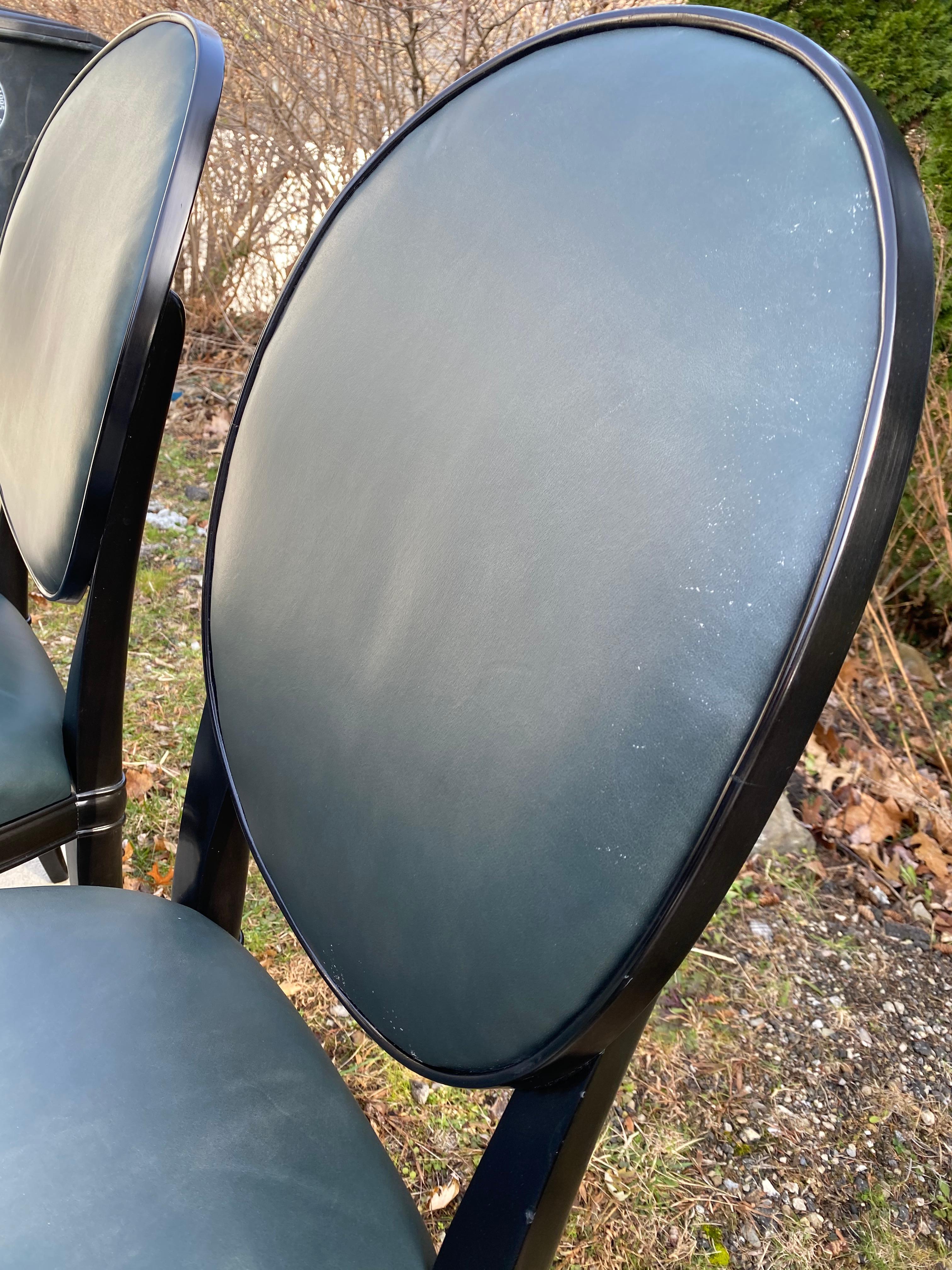 Set of 12 Randolph and Hein Dining Chairs in Black Lacquer In Good Condition In Medina, OH