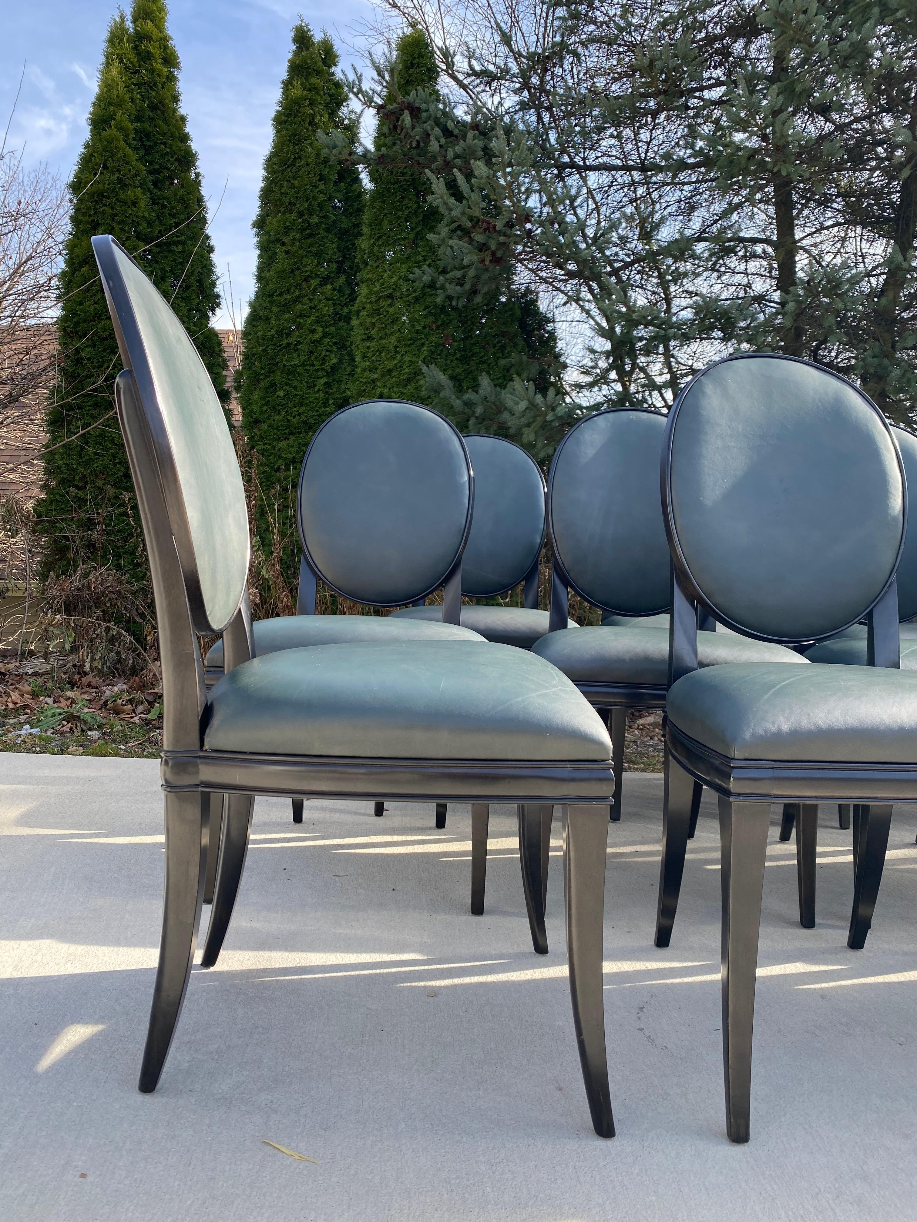 Set of 12 Randolph and Hein Dining Chairs in Black Lacquer 2