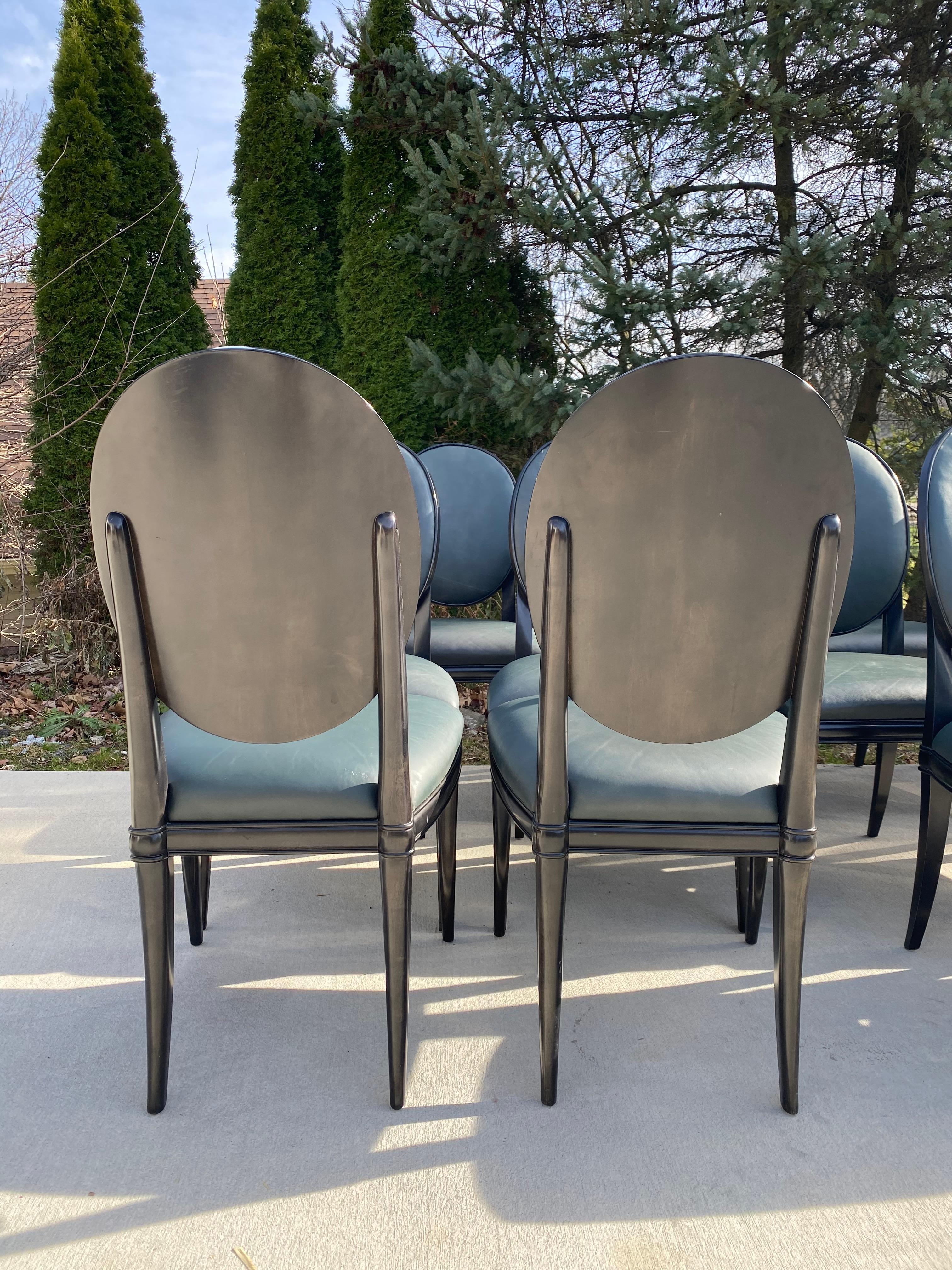 Set of 12 Randolph and Hein Dining Chairs in Black Lacquer 3