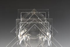Set of 12 Rare Signed Baccarat Square Art Deco Crystal Dessert Plates