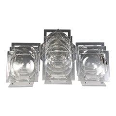 Set of 12 Rare Signed Baccarat Square Art Deco Crystal Dessert Plates